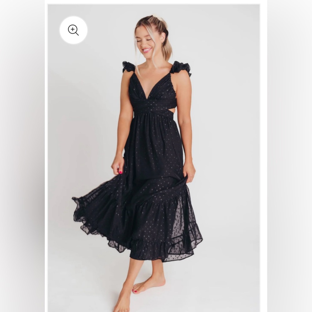 Worth Collective Ingrid Embroidered Maxi Dress in Black Dots